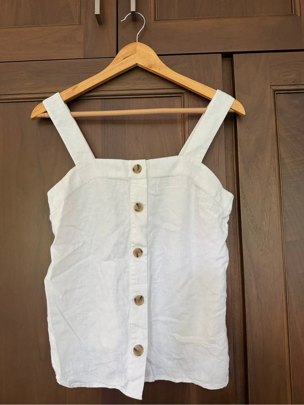 J. Crew White Button-Front Linen Camisole